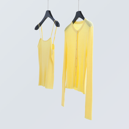 Two-Piece Knit Cardigan & Cami Set | 8 Colors