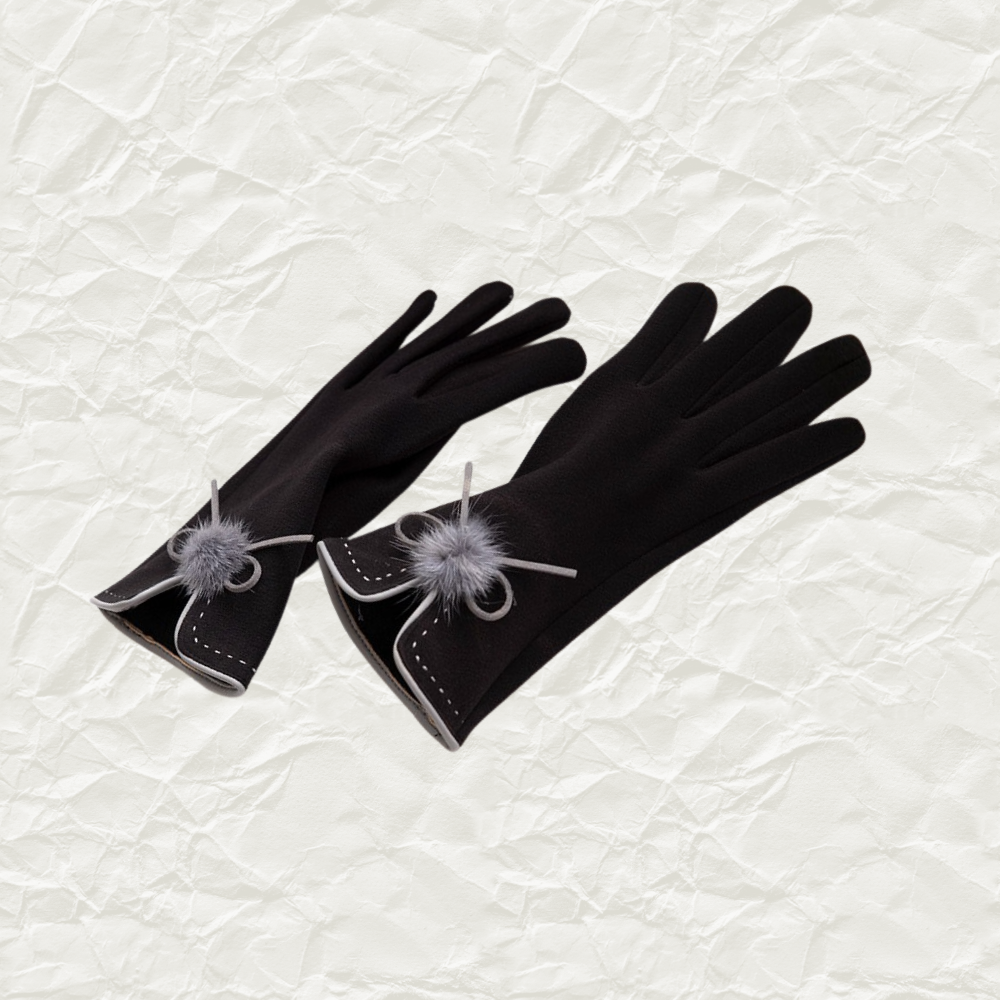 Pom-Pom Suede Touchscreen Gloves
