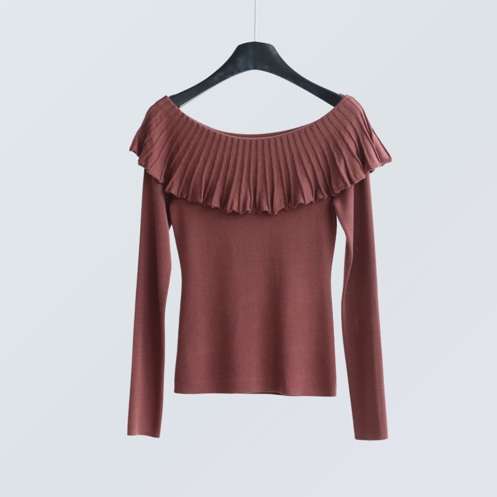 Off-Shoulder Pleated Knit Top | 5 Colors