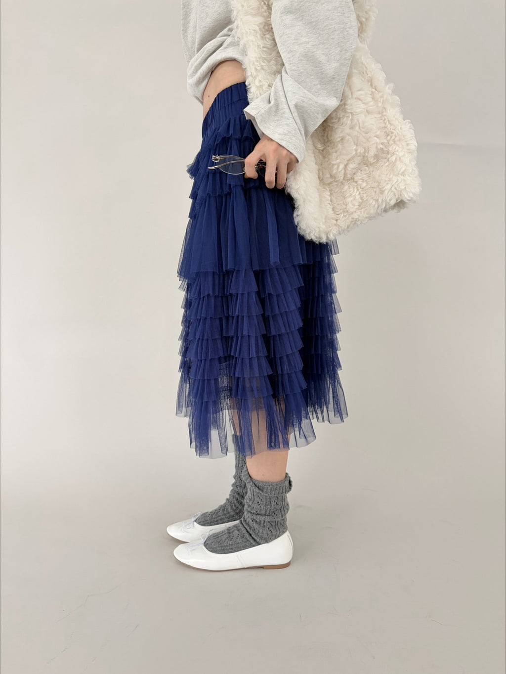 Ovina Tiered Tulle Skirt | Blue