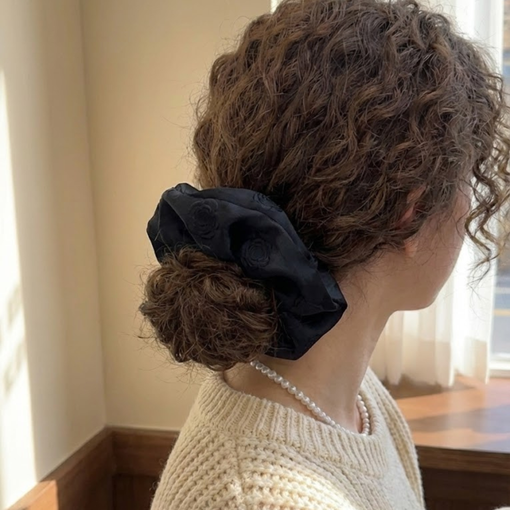 Embossed Satin Oversized Scrunchie