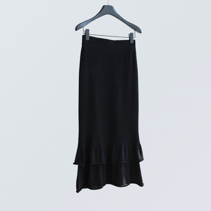 Wool Blend Henley Knit Top & Flounce Skirt Set | 3 Colors