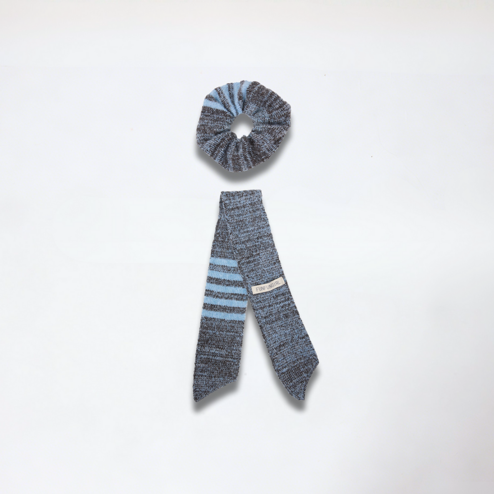 Wool Knit Scarf Scrunchie Set