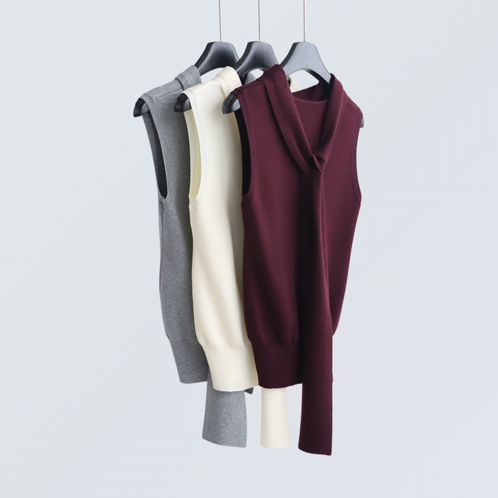 Wool Blend Tie-Neck Sleeveless Knit Top | 6 Colors