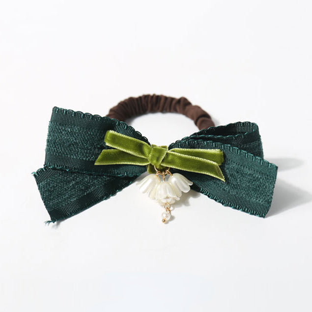 Elastic Bow bells flower hair tie