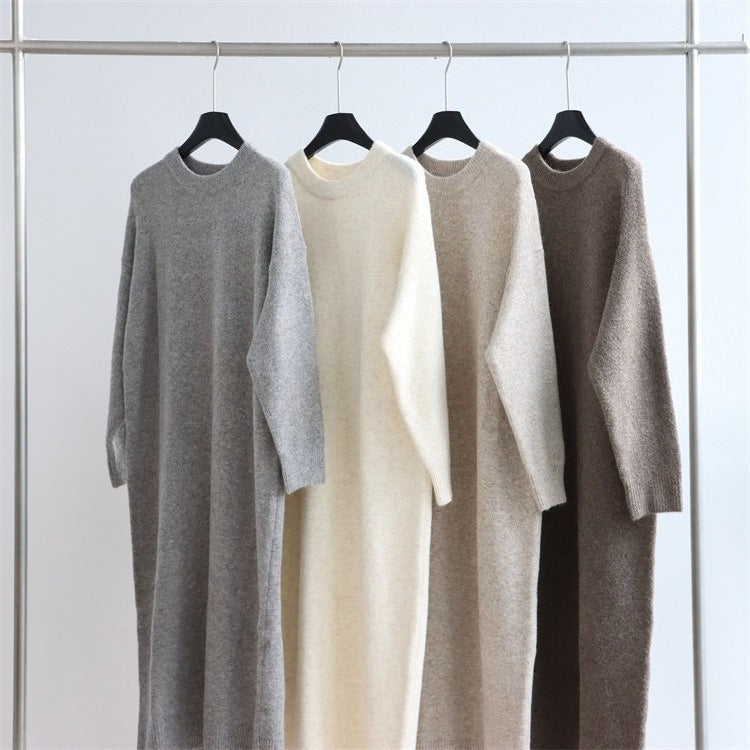 Round Neck Viscose-Blend Knit Maxi Dress | 4 Colors