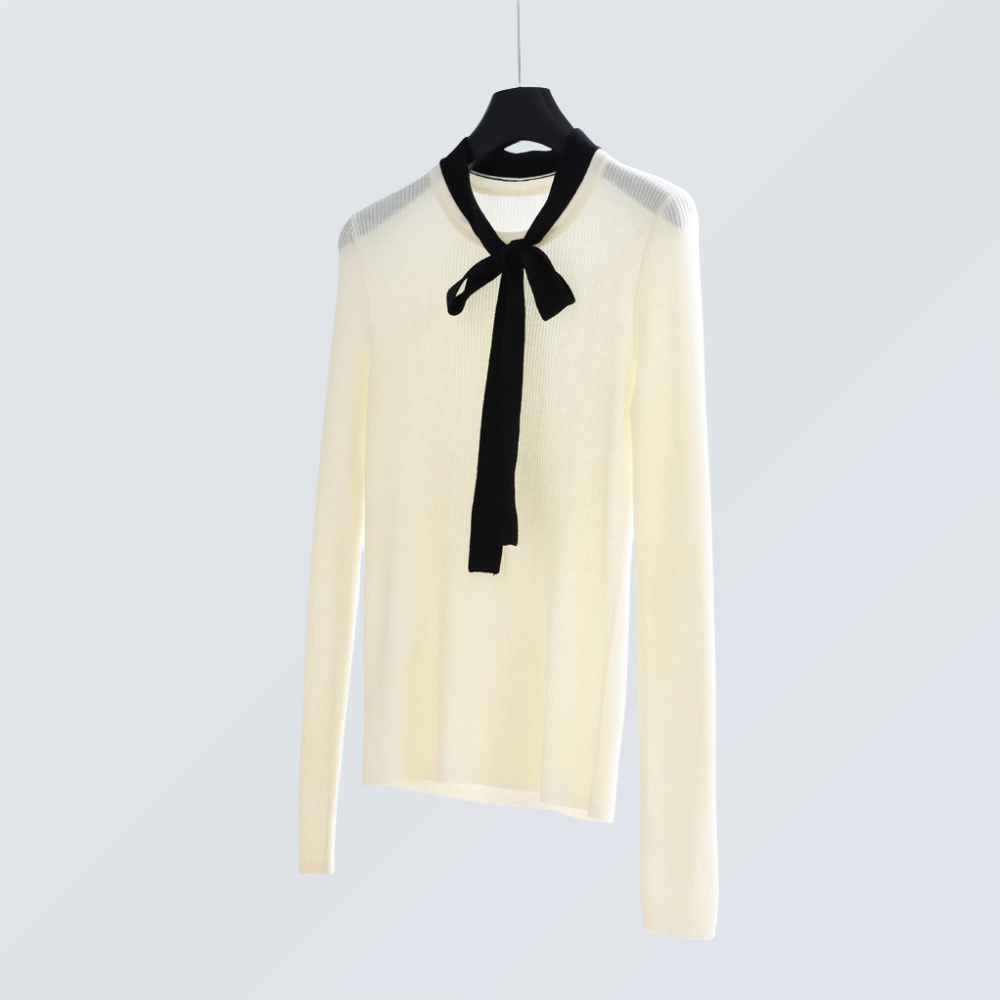 Top de punto de lana con lazo en contraste | 2 colores 