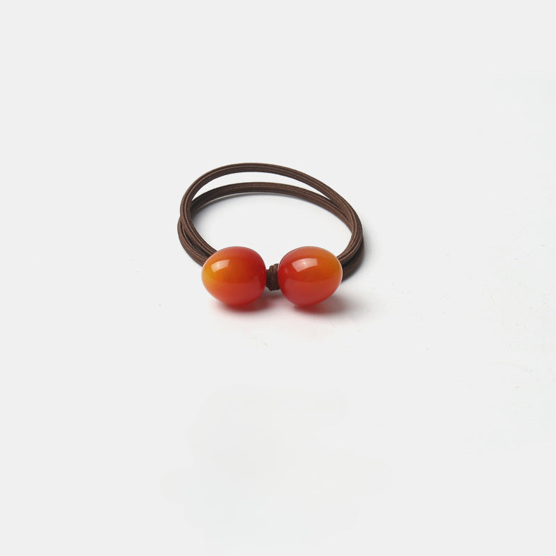 Cherry double strand hair tie