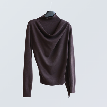 Draped Half-Turtleneck Wool-Blend Knit Top | 7 Colors