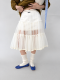 Ovina Tiered Mesh Layering Skirt | Apricot