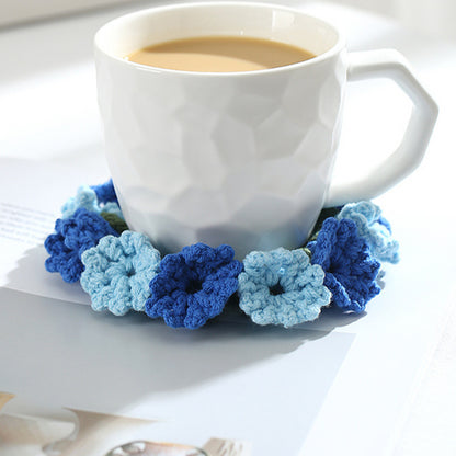 Hand-knitted Bell orchid coaster