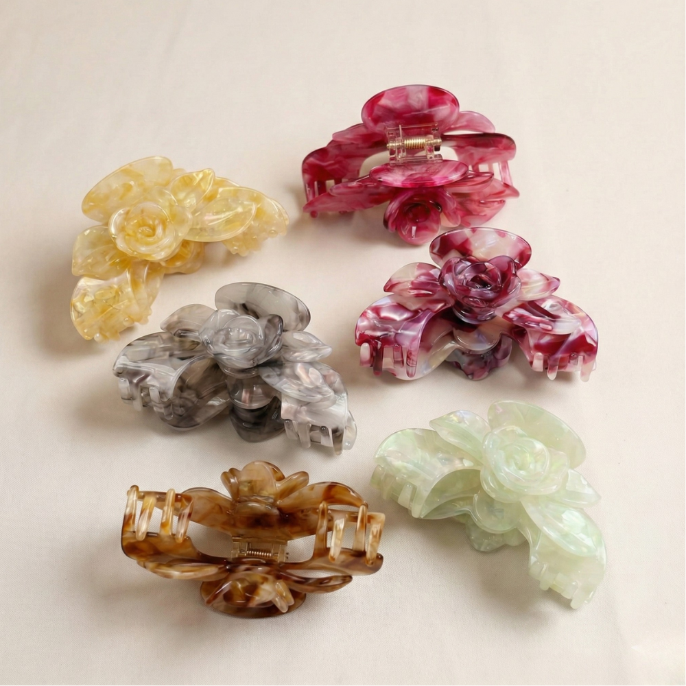 Acrylic Rose Hair Claw