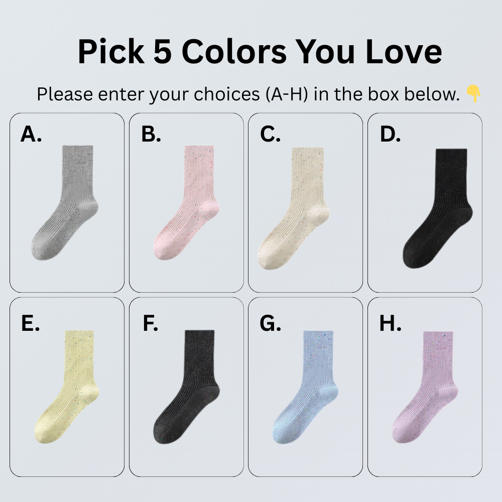5-Pair Cotton Speckled Mid Socks