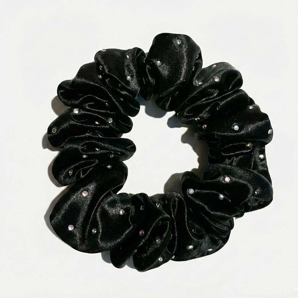 Silk Luxe Rhinestone Scrunchie | Medium
