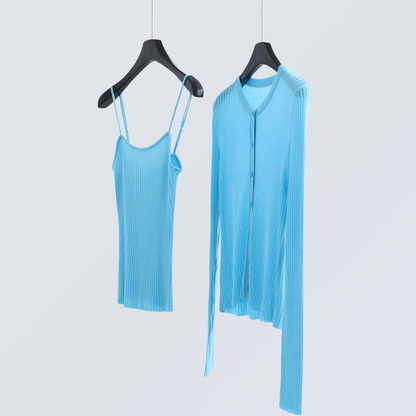 Two-Piece Knit Cardigan & Cami Set | 8 Colors