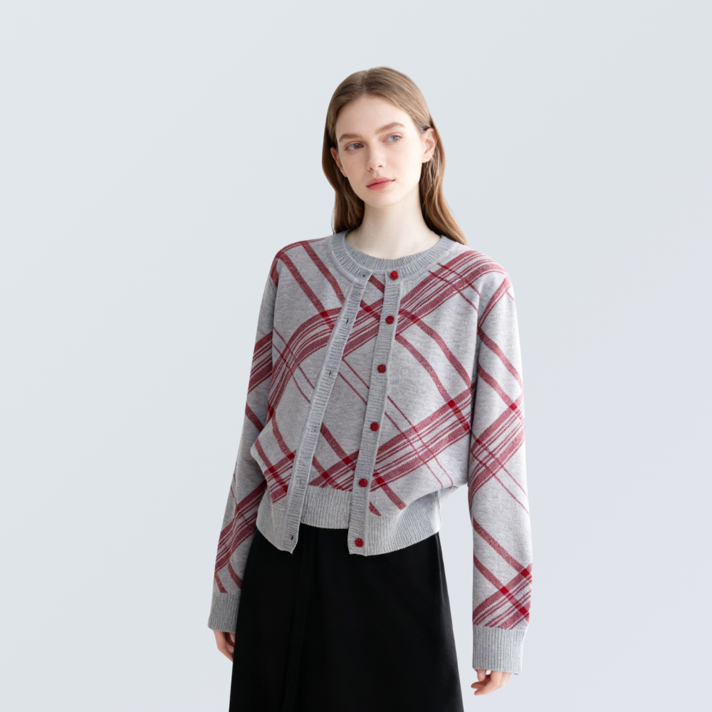 Plaid Wool-Blend Knit  Set  | 2 Colors