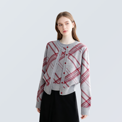 Plaid Wool-Blend Knit  Set  | 2 Colors