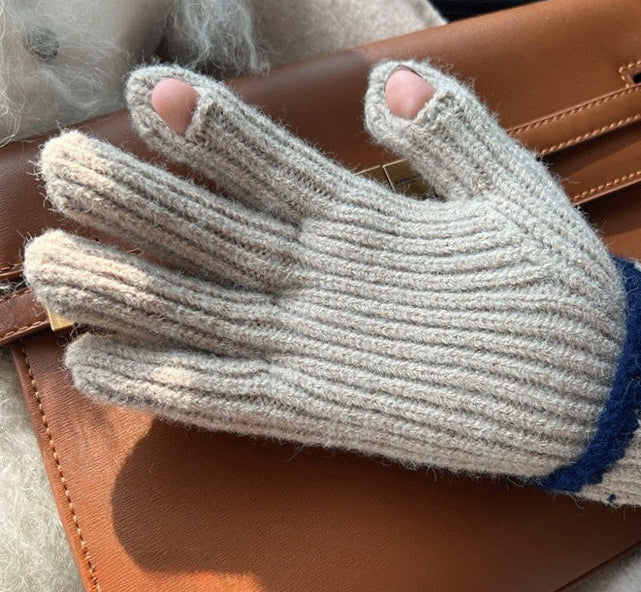 Rib-Knit Wool-Blend Gloves