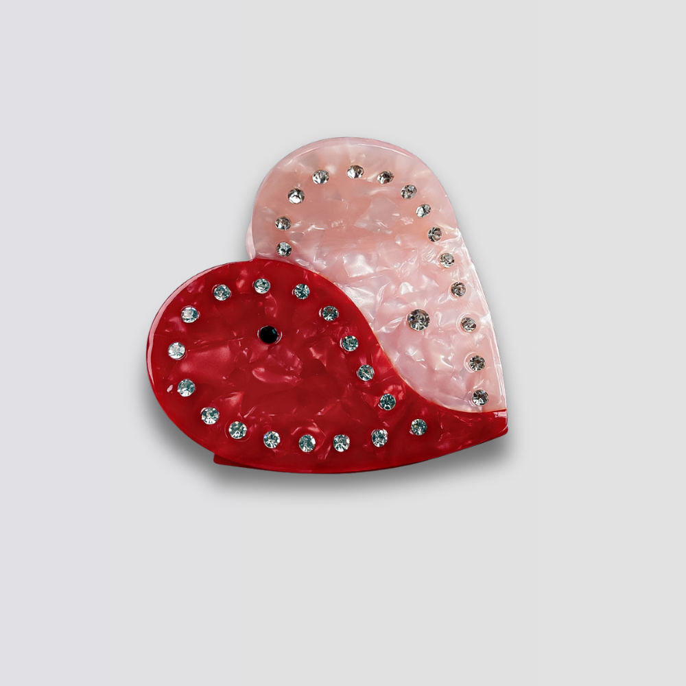 Rhinestone Heart Hair Claw Clip | Small