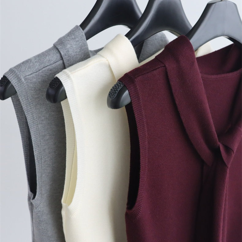 Wool Blend Tie-Neck Sleeveless Knit Top | 6 Colors