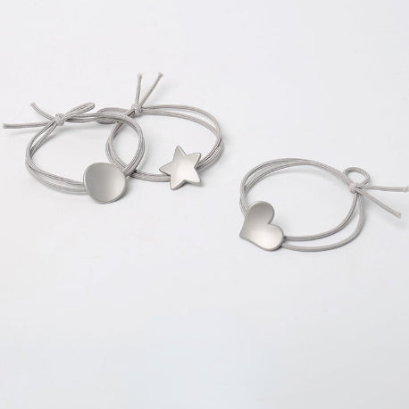 Elastic matte silver double strand knot hair tie