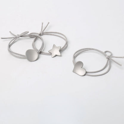 Elastic matte silver double strand knot hair tie