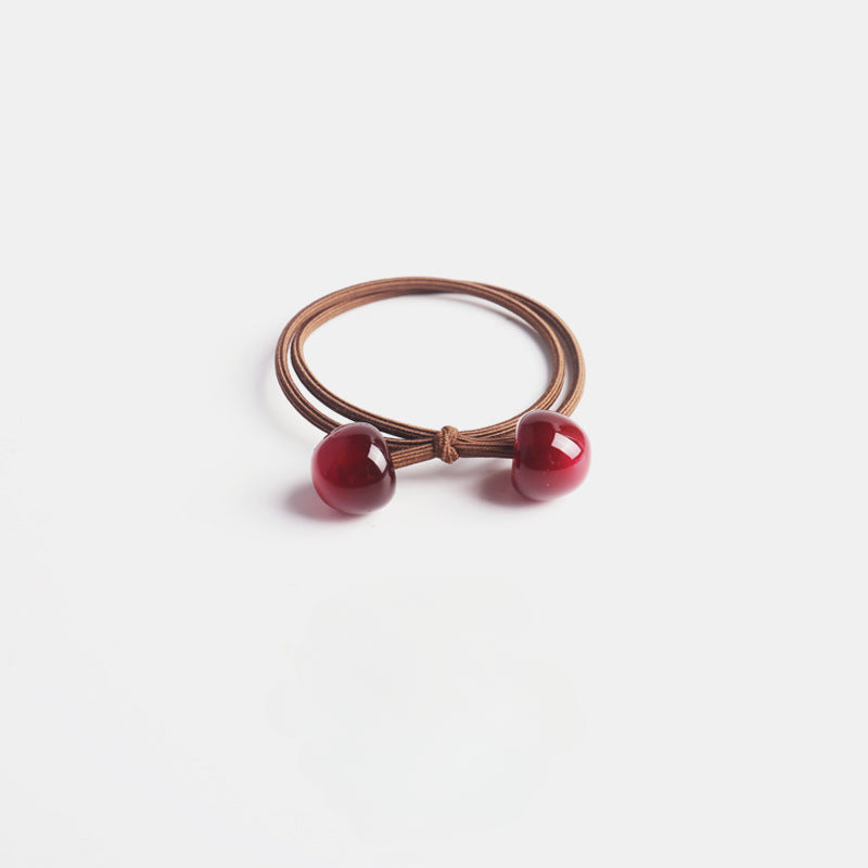 Cherry double strand hair tie