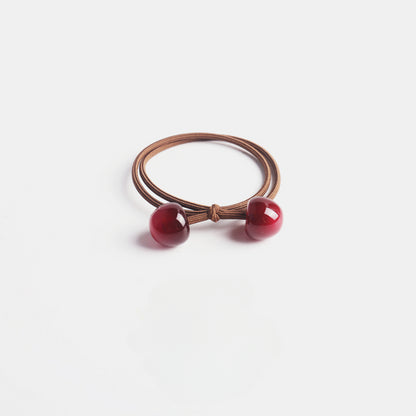 Cherry double strand hair tie