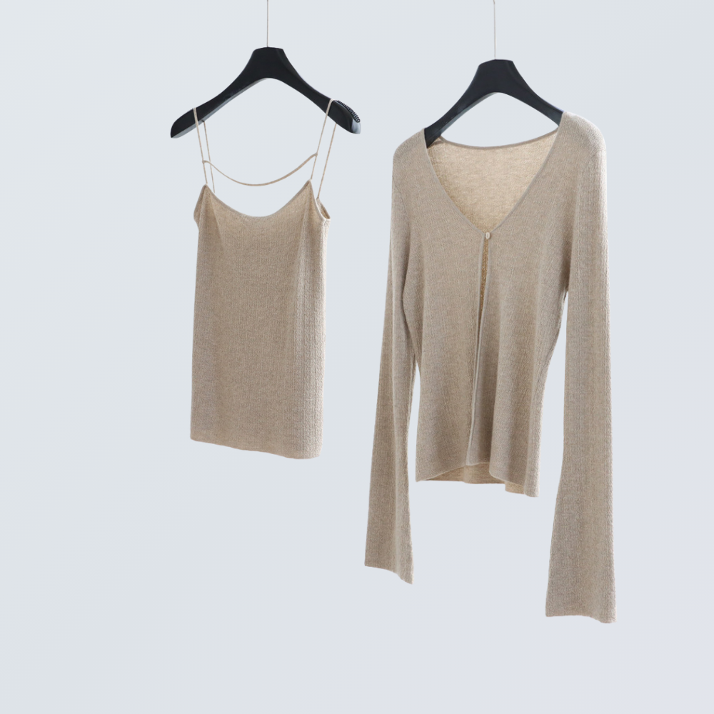 Wool Blend Knit Cardigan & Cami Set | 8 Colors