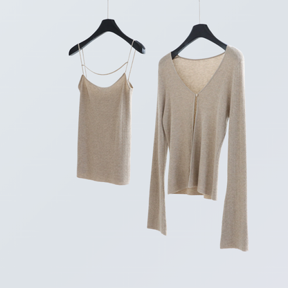 Wool Blend Knit Cardigan & Cami Set | 8 Colors