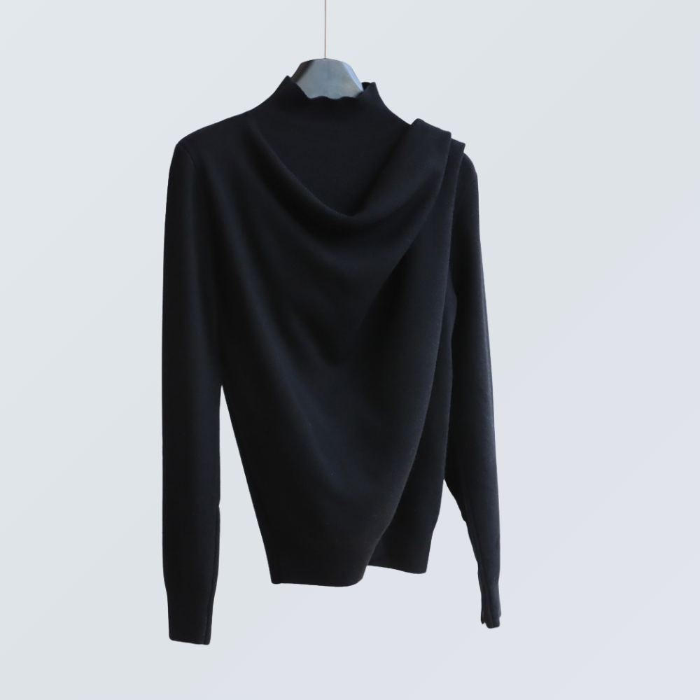 Draped Half-Turtleneck Wool-Blend Knit Top | 7 Colors
