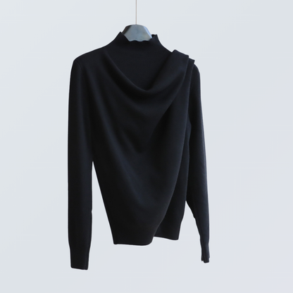 Draped Half-Turtleneck Wool-Blend Knit Top | 7 Colors
