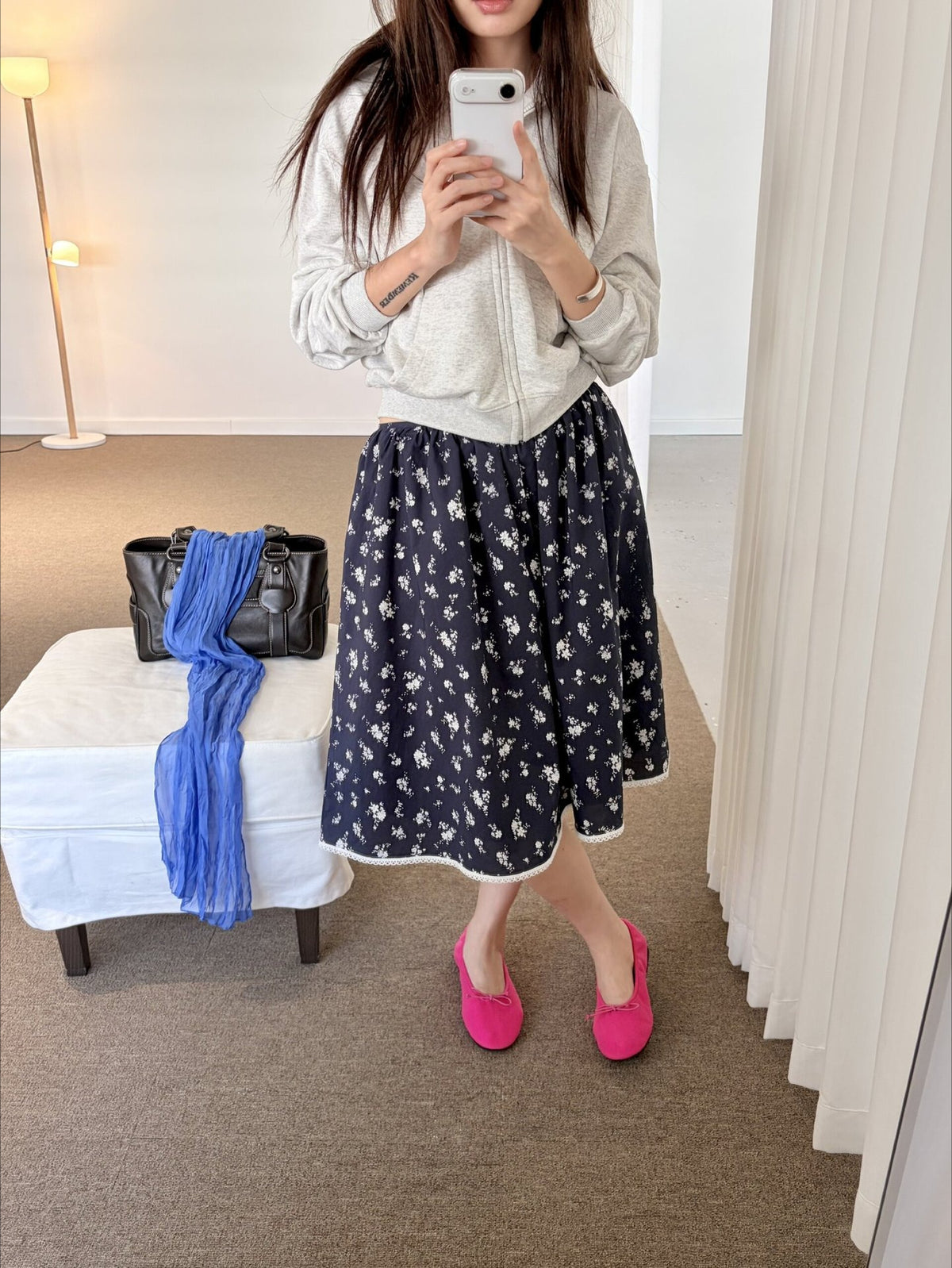Ovina Ditsy Floral A-Line Skirt