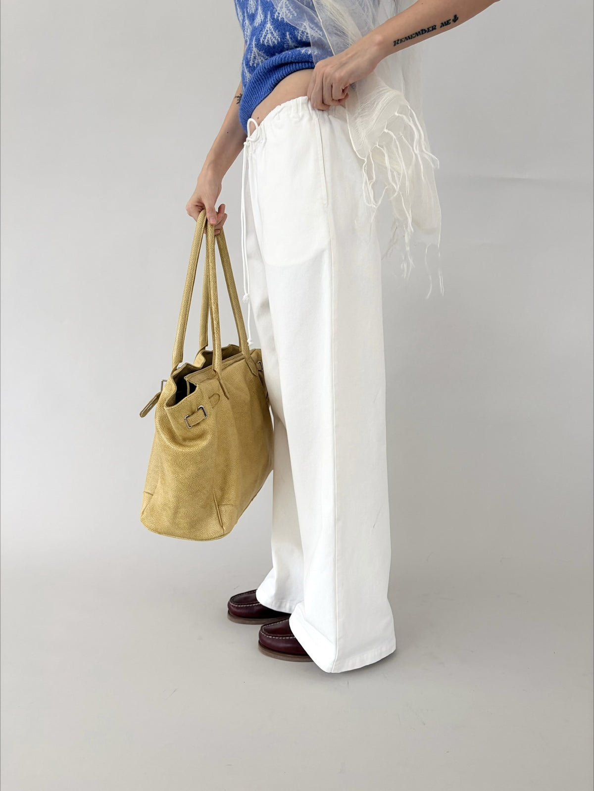 Ovina White Wide Leg Cotton Trousers