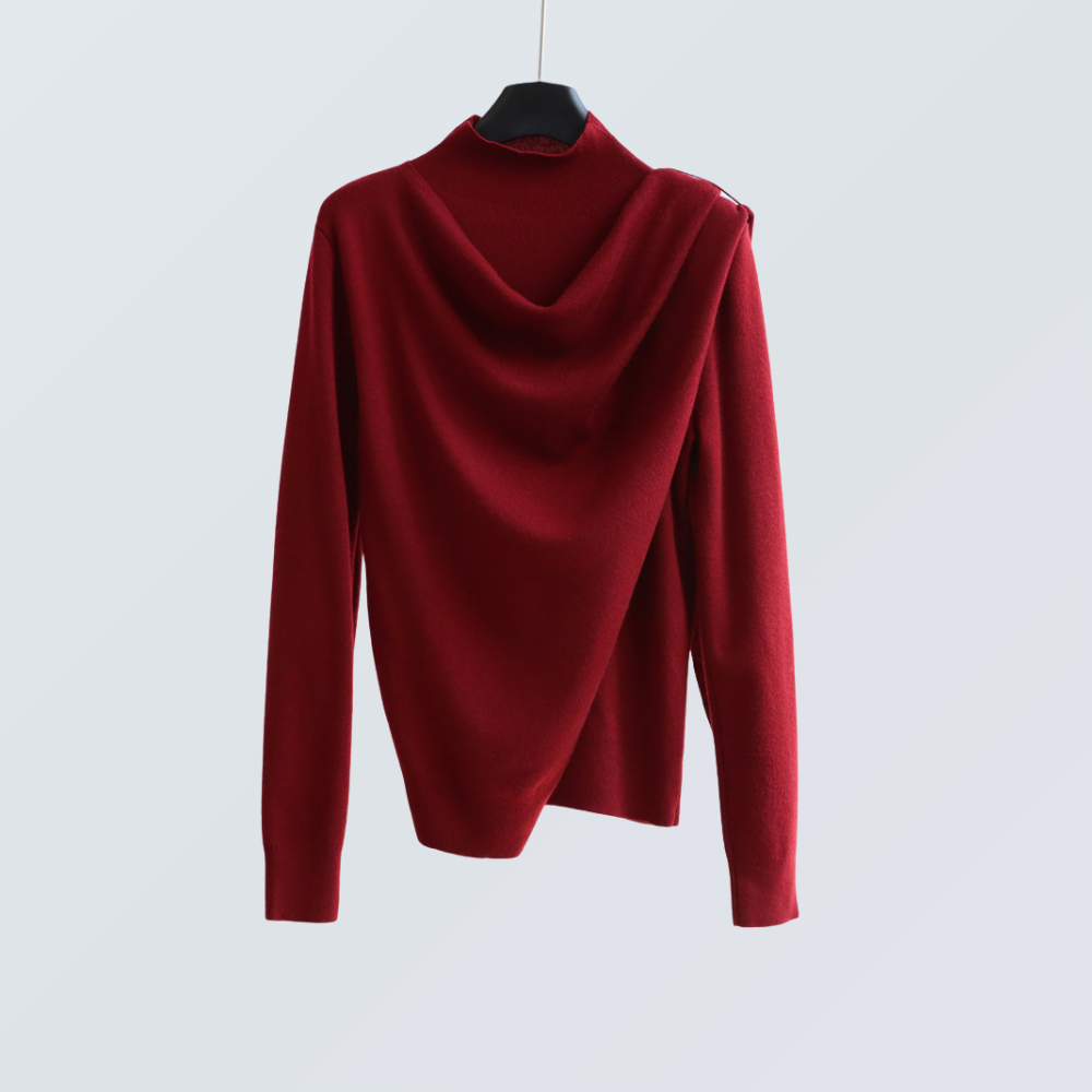 Draped Half-Turtleneck Wool-Blend Knit Top | 7 Colors