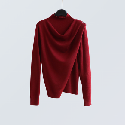 Draped Half-Turtleneck Wool-Blend Knit Top | 7 Colors