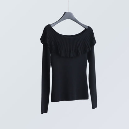 Off-Shoulder Pleated Knit Top | 5 Colors