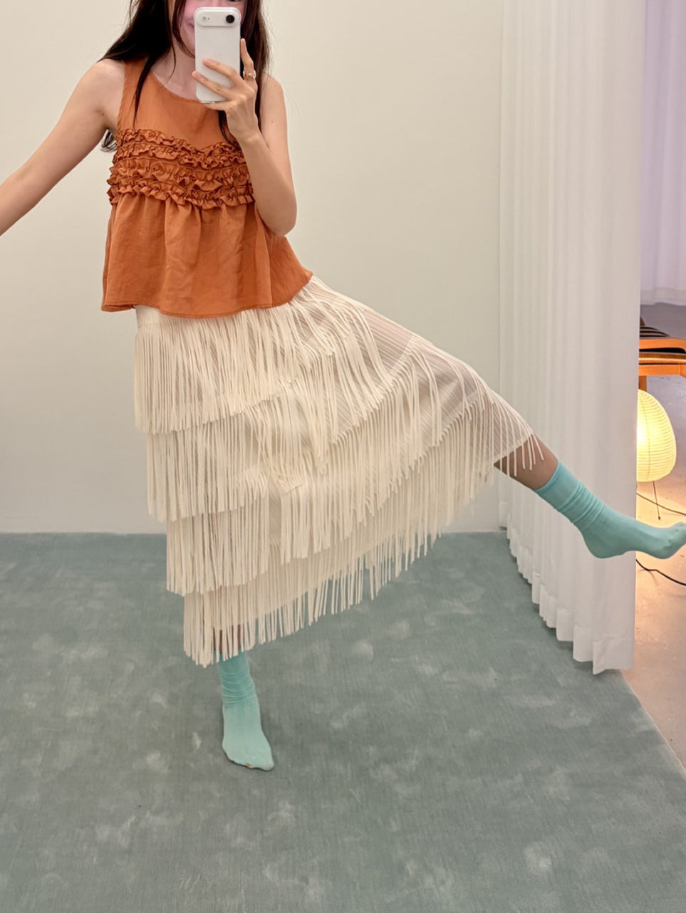 Ovina Tiered Fringe Skirt