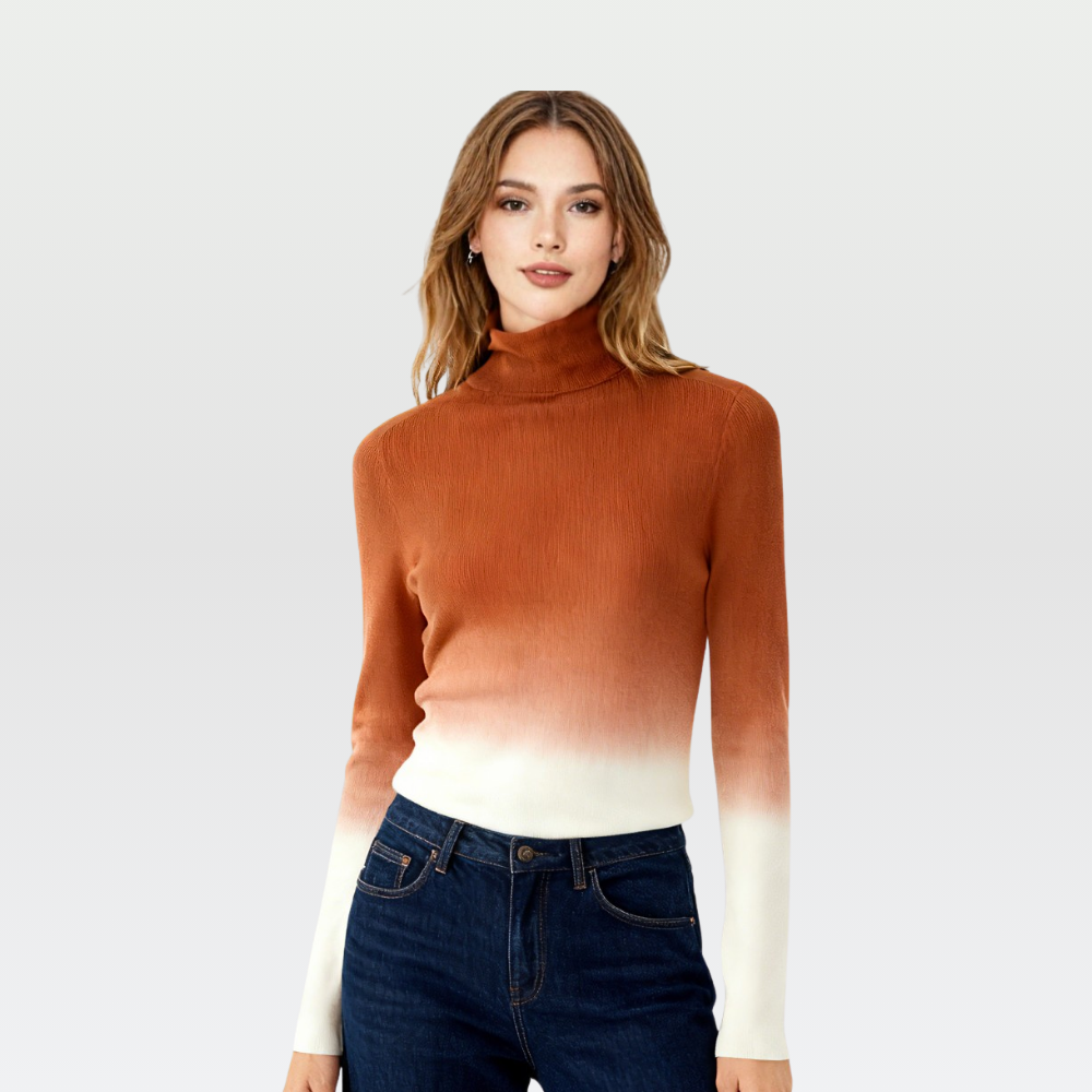 Gradient Wool-Blend High-Neck Knit Top