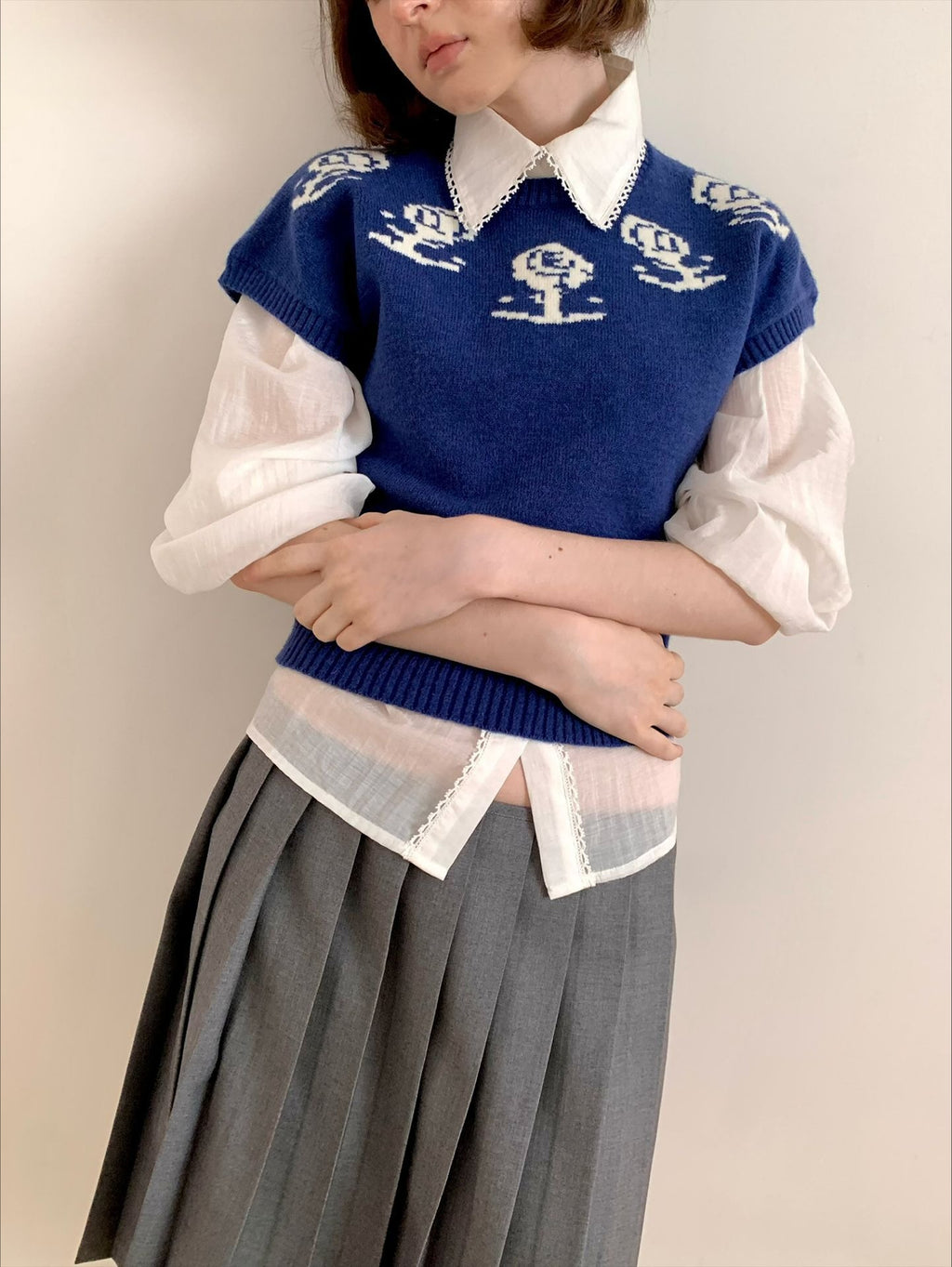 Ovina Floral Knit Sweater Vest