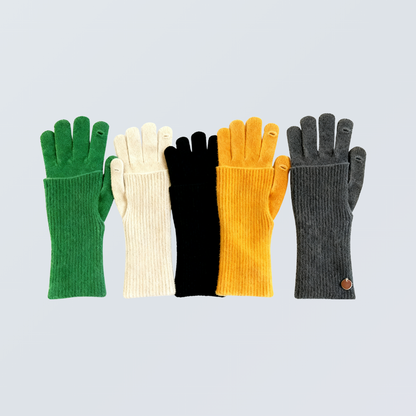 Detachable Wool-Blend Knit Gloves