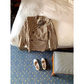 Ovina Floral Check Blazer | Apricot