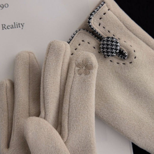 Suede Bow Touchscreen Gloves