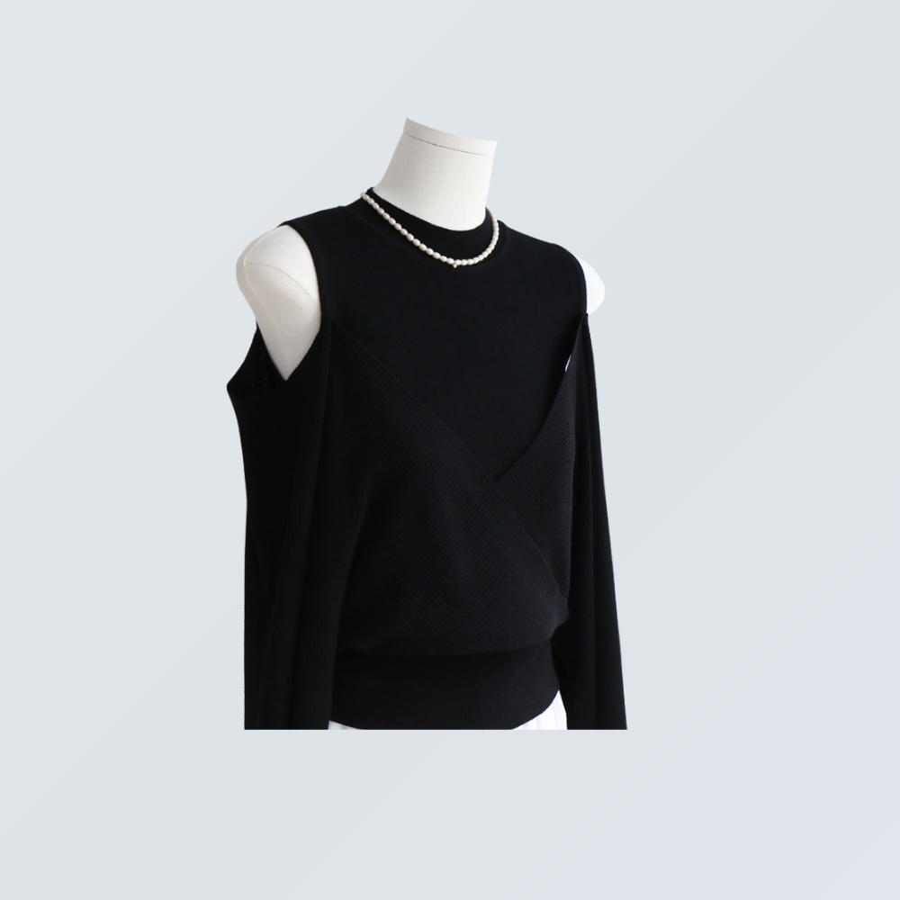 Layered Cold Shoulder Wool Knit Top | 6 Colors