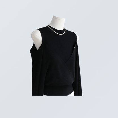 Layered Cold Shoulder Wool Knit Top | 6 Colors