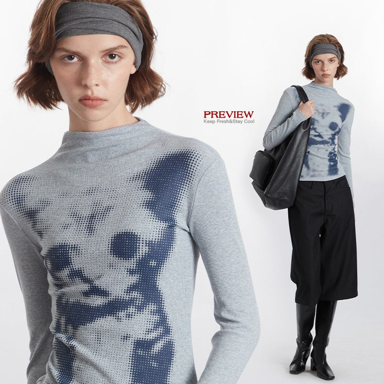 Kitty prints elastic T-shirt | 2 color