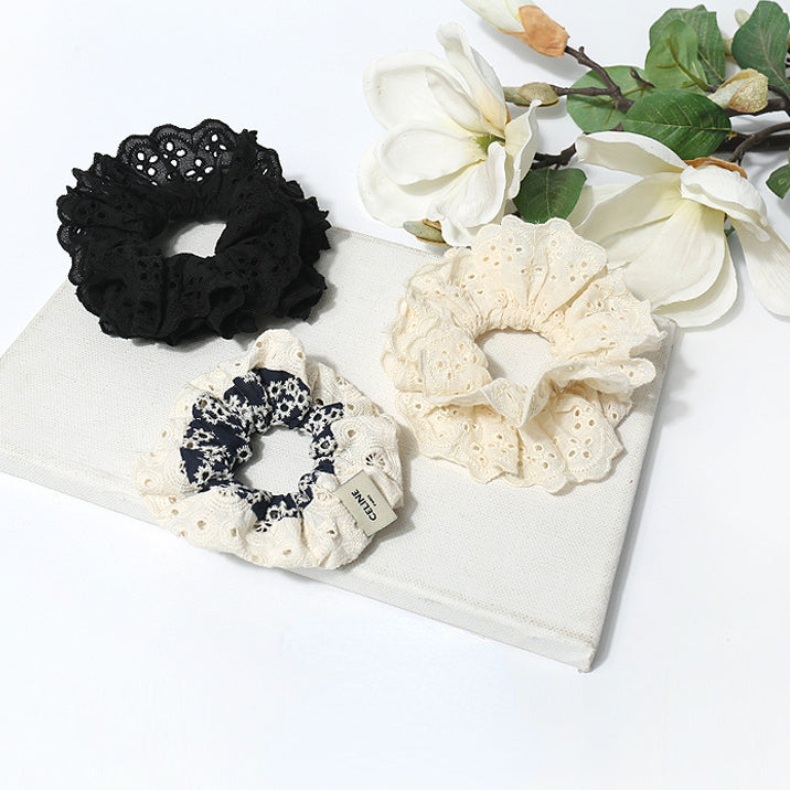 Fabric lace hollow out large hair tie
