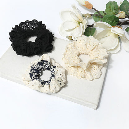 Fabric lace hollow out large hair tie