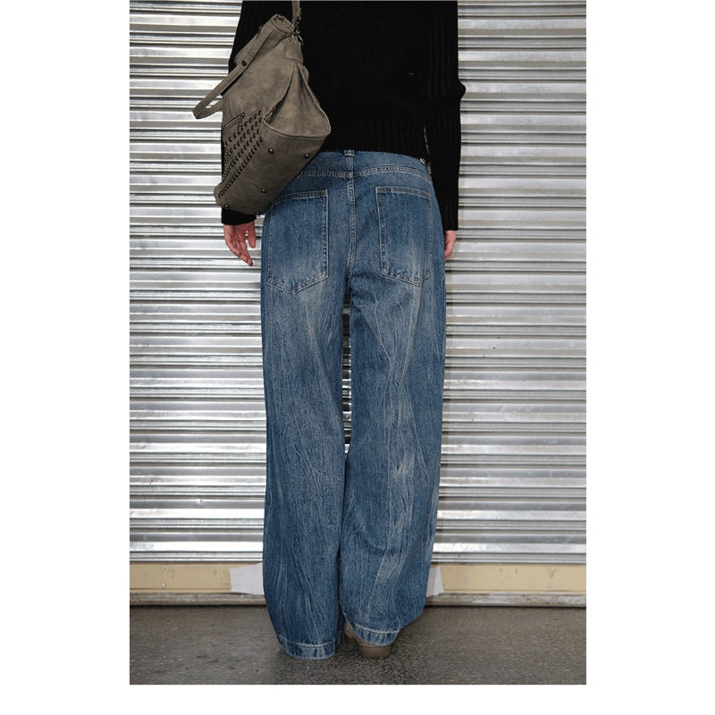 Faded Wash Wide Leg Jeans | Blue